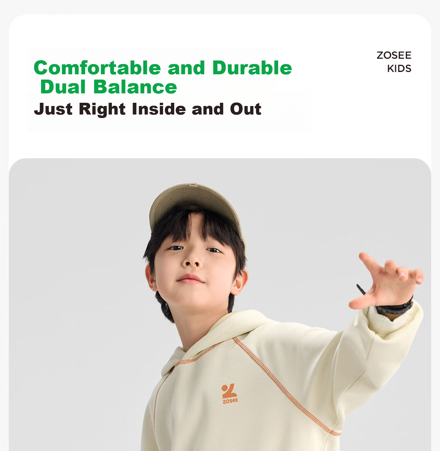 Zuo Xi Kids Children's Sweatshirt 2026 Spring New Boys Jacket Boys Sportswear Top Trendy Light Gray 150 8